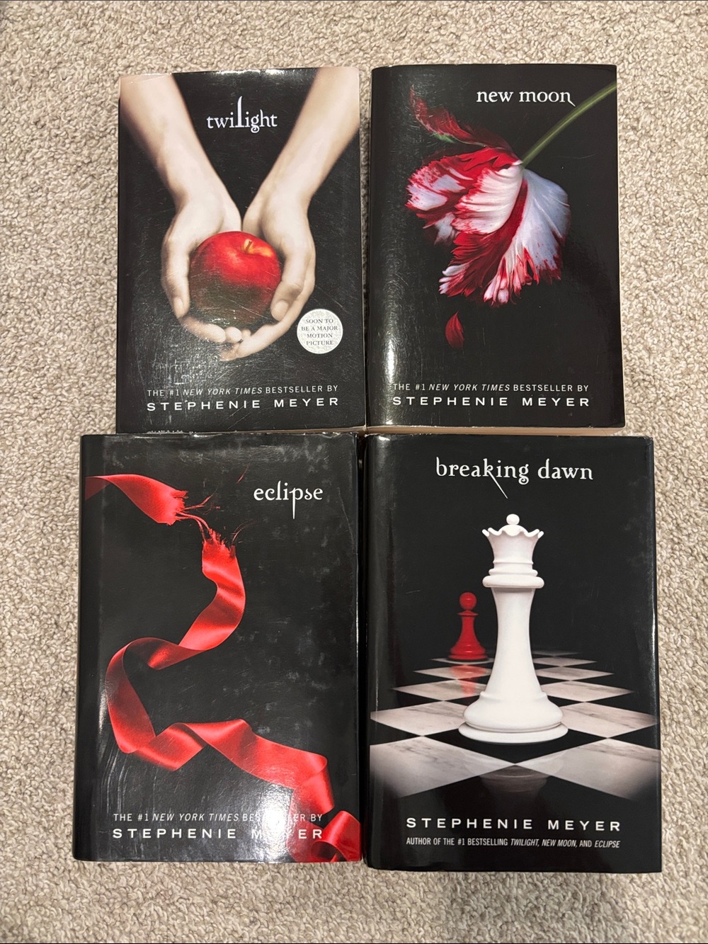 Stephenie Meyer Twilight Series - Set of 4 Black Covers with Red Accents